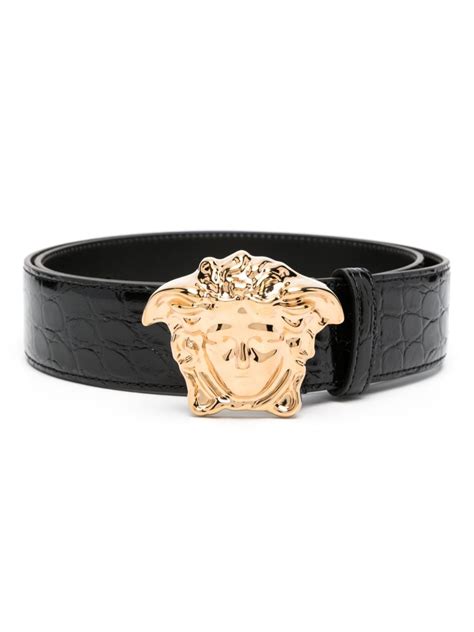 versace crocodile-embossed medusa belt|versace belt outlet.